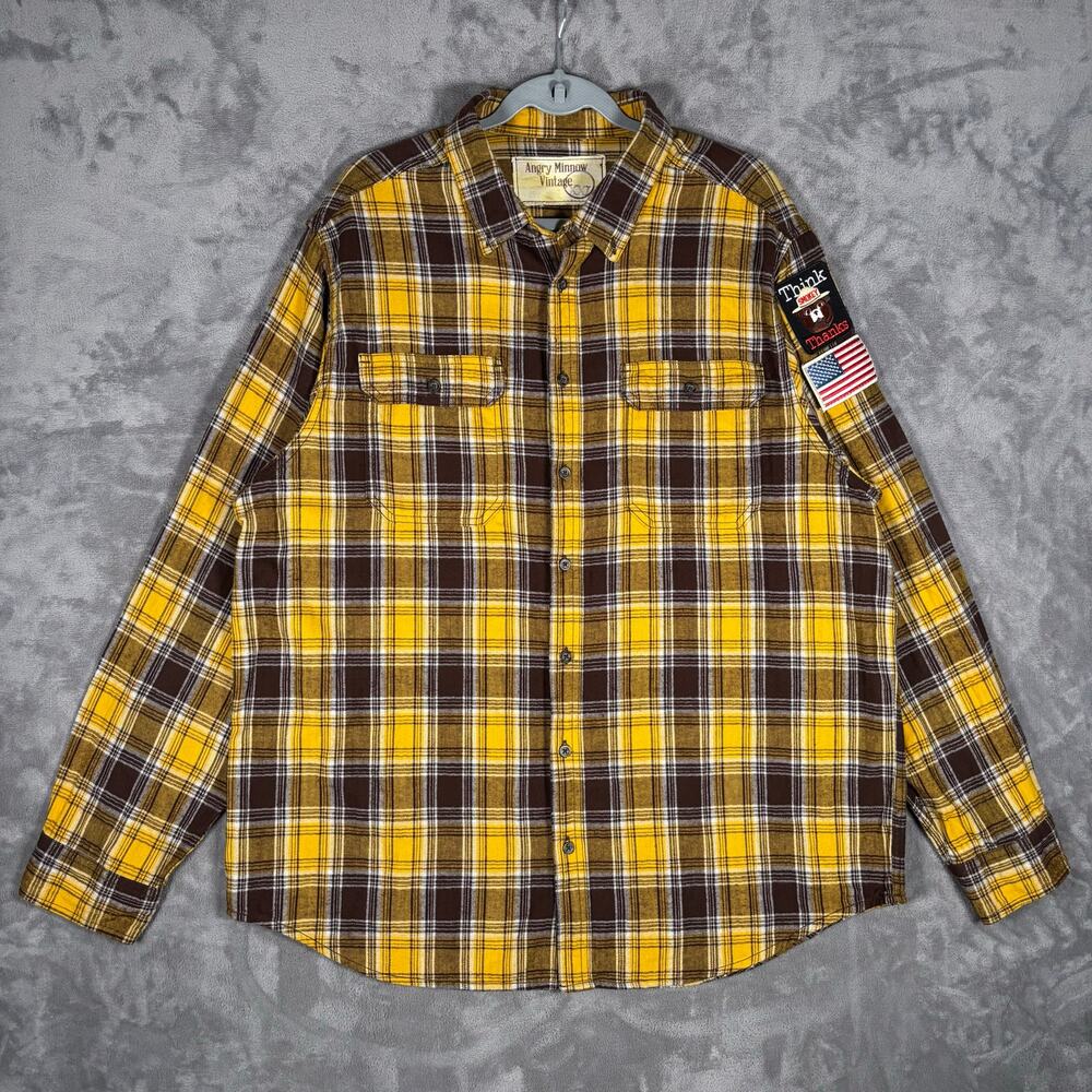Angry Minnow Vintage Smokey Bear Graphic Flannel Shirt Plaid XXL